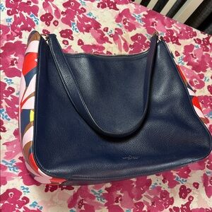Kate Spade Navy Blue Shoulder Bag with Floral Accents